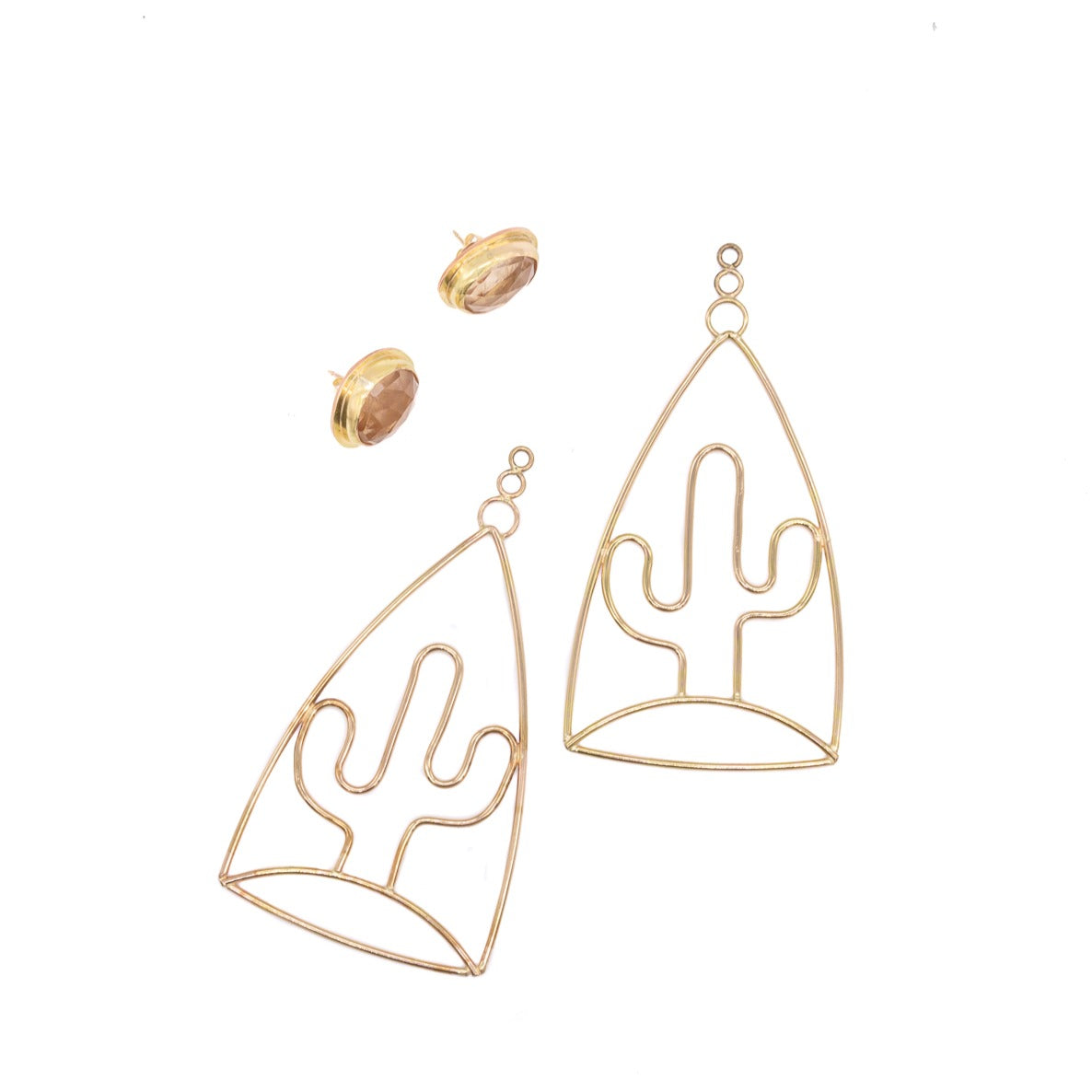 Cardón Earring Drops with Moonstone Studs