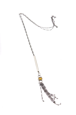Adjustable Tassel Necklace With Citrine