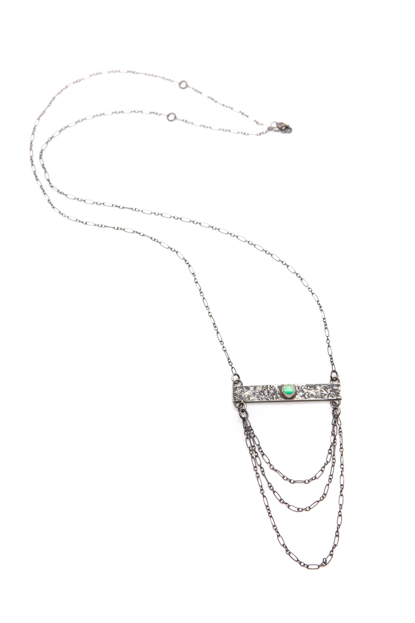 Bohemian Long Necklace With Green Agate